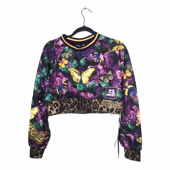 Dolce & Gabbana Purple Pink Graphic Crop Hoodie - Picture 1 of 4